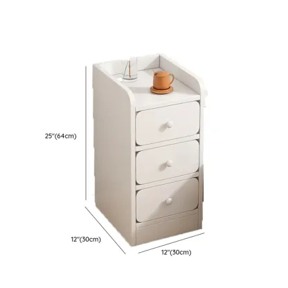 Simple White Natural Wood 2-Drawer Nightstand Image - 29