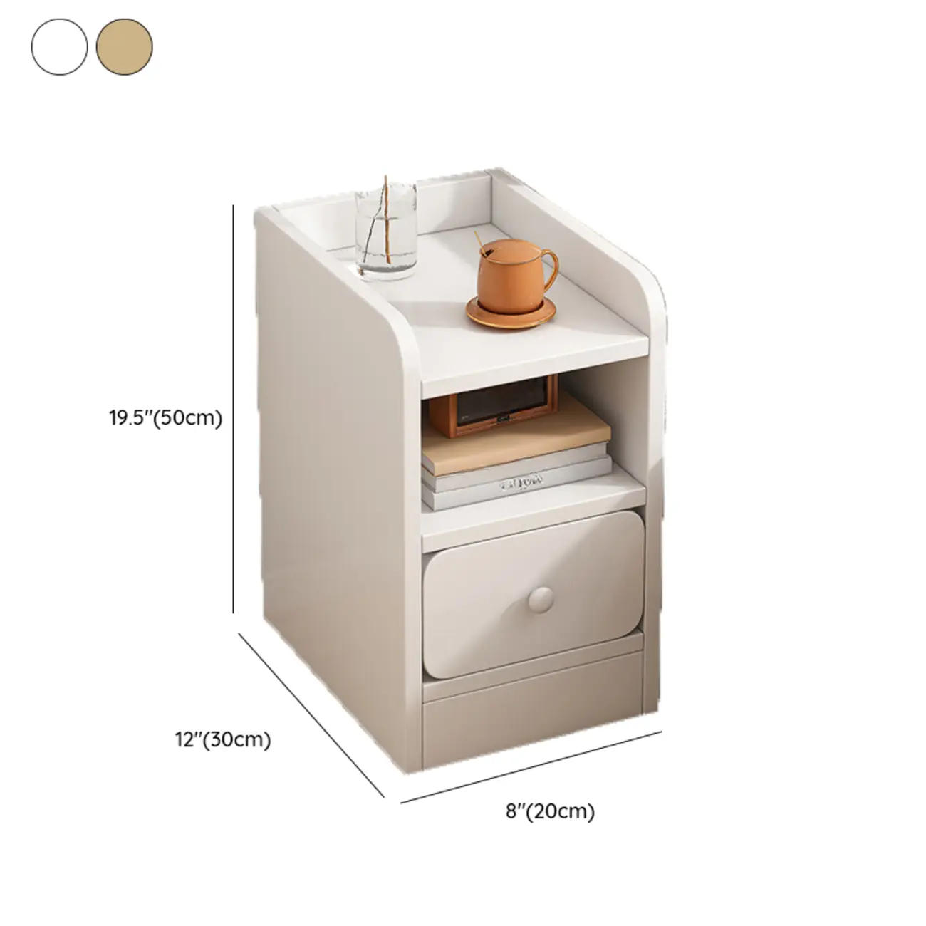 Simple White Natural Wood 2-Drawer Nightstand Image - 30 | homeyfad