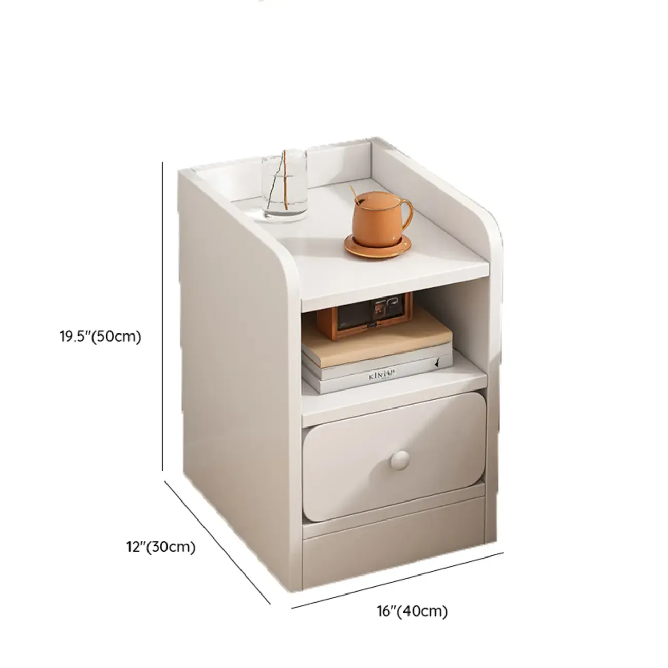 Simple White Natural Wood 2-Drawer Nightstand Image - 32