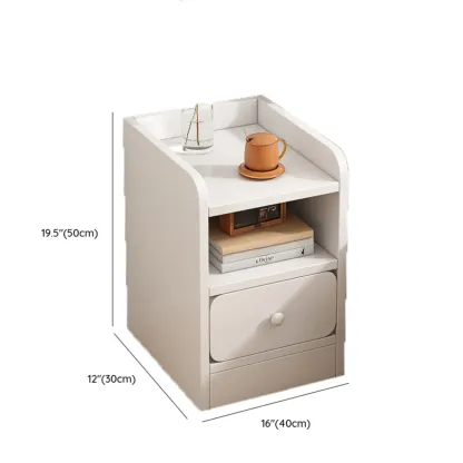 Simple White Natural Wood 2-Drawer Nightstand Image - 32