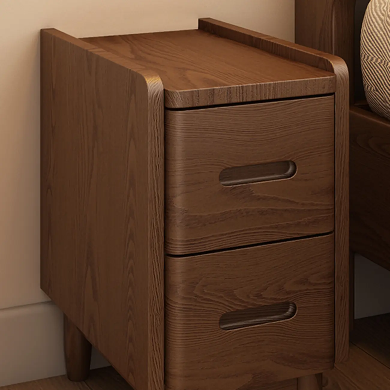 Compact Brown Wood Space-Saving Shelf Drawer Nightstand Image - 6 | homeyfad
