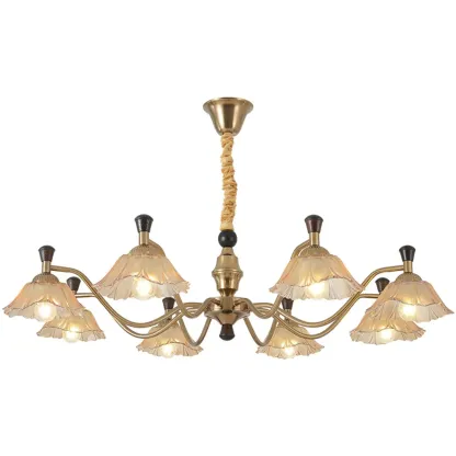Modern Adjustable Gold Flower Glass Chandelier 6/8 Lights Image - 5