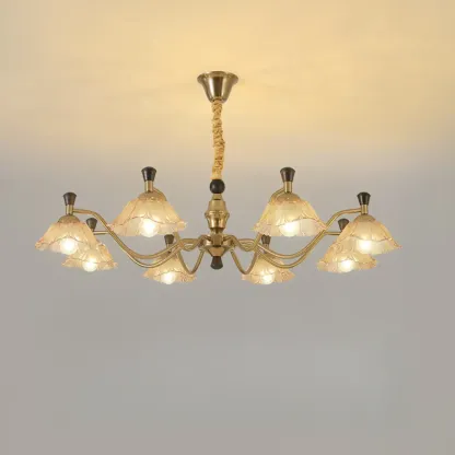 Modern Adjustable Gold Flower Glass Chandelier 6/8 Lights Image - 6