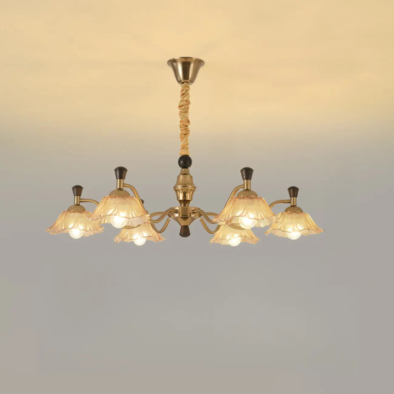 Modern Adjustable Gold Flower Glass Chandelier 6/8 Lights Image - 7 | homeyfad