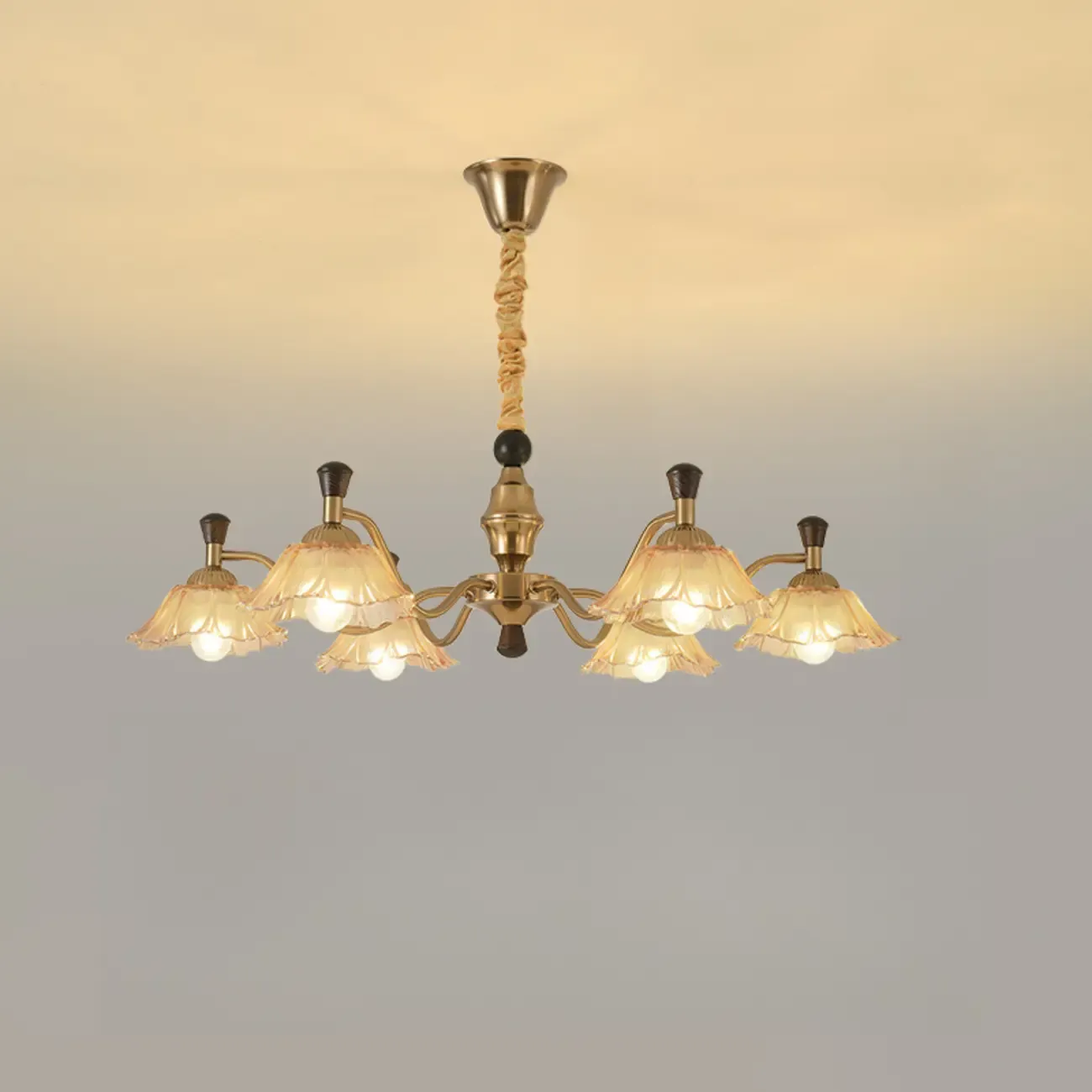 Modern Adjustable Gold Flower Glass Chandelier 6/8 Lights Image - 7