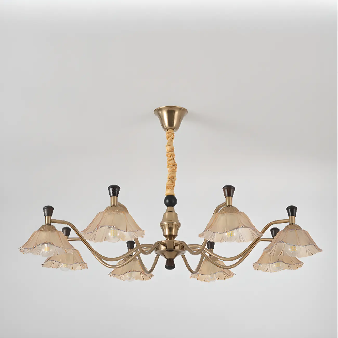 Modern Adjustable Gold Flower Glass Chandelier 6/8 Lights Image - 8 | homeyfad