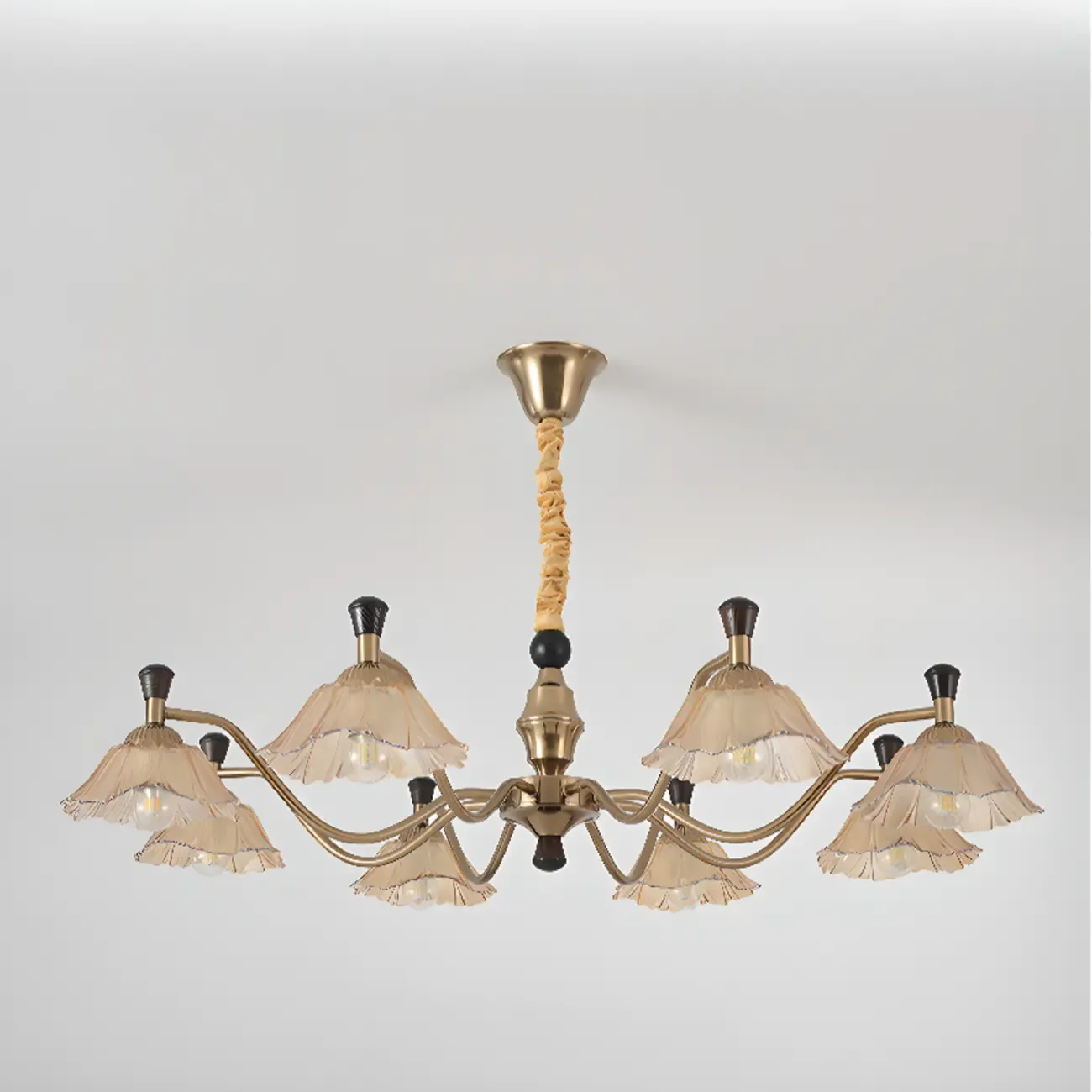 Modern Adjustable Gold Flower Glass Chandelier 6/8 Lights Image - 8