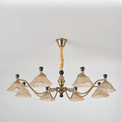 Modern Adjustable Gold Flower Glass Chandelier 6/8 Lights Image - 8