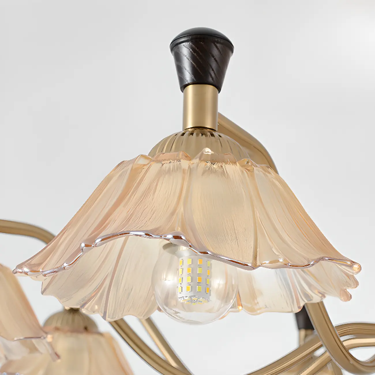 Modern Adjustable Gold Flower Glass Chandelier 6/8 Lights Image - 10 | homeyfad