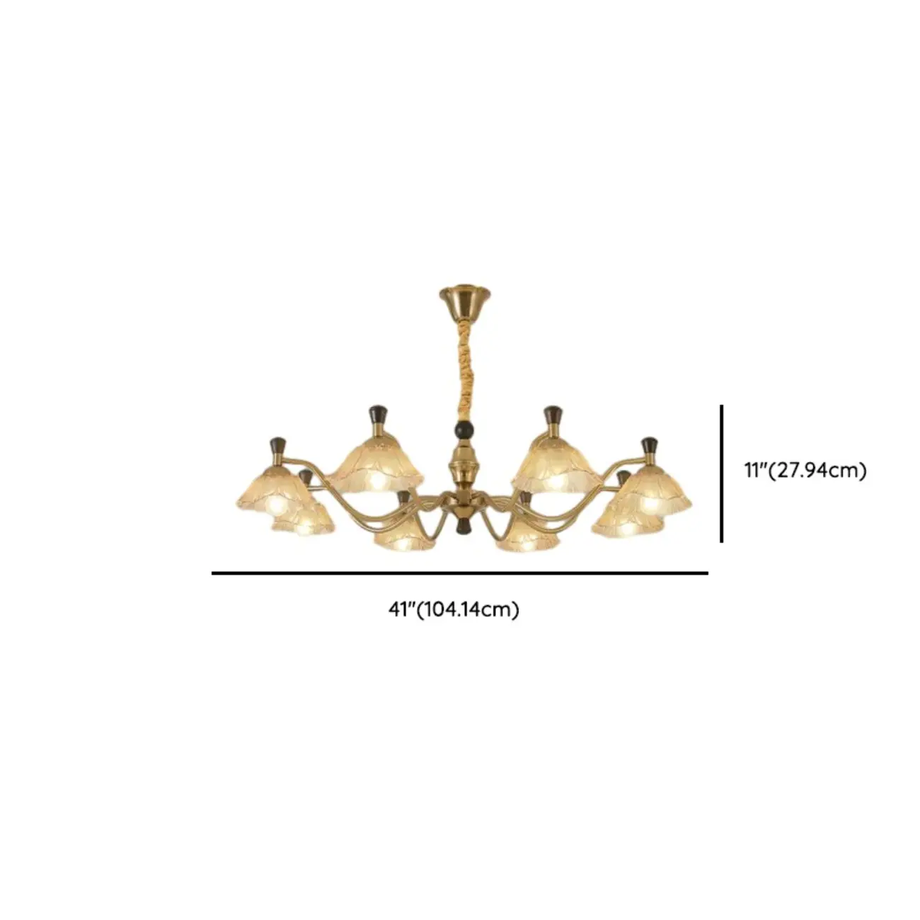 Modern Adjustable Gold Flower Glass Chandelier 6/8 Lights #size | homeyfad