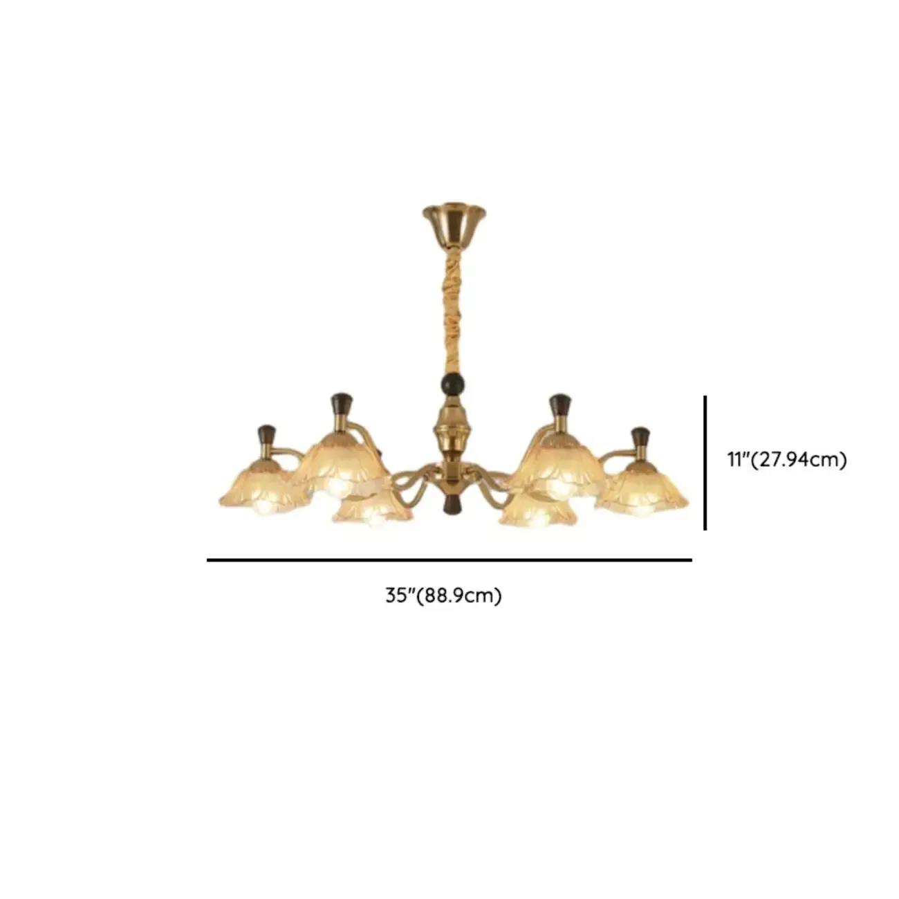 Modern Adjustable Gold Flower Glass Chandelier 6/8 Lights Image - 14