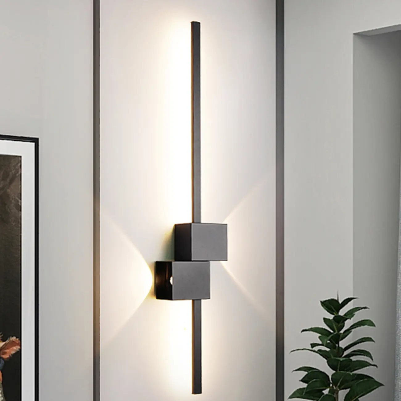 Large Stylish Black Geometric LED 4-Light Wall Sconce | homeyfad
