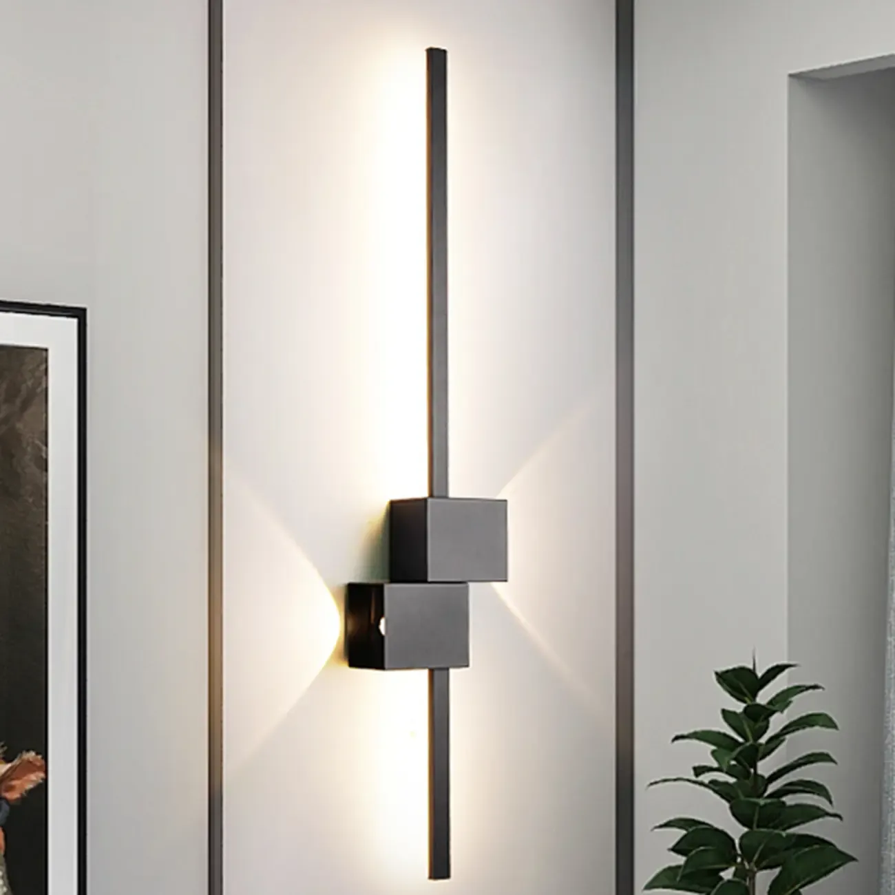 Large Stylish Black Geometric LED 4-Light Wall Sconce | HomeyFad