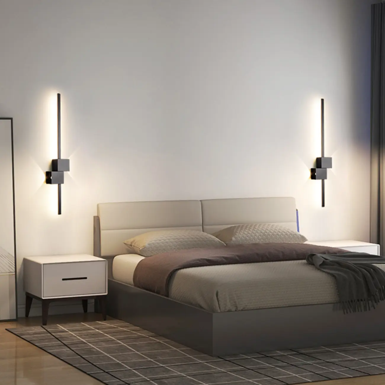 Large Stylish Black Geometric LED 4-Light Wall Sconce | homeyfad