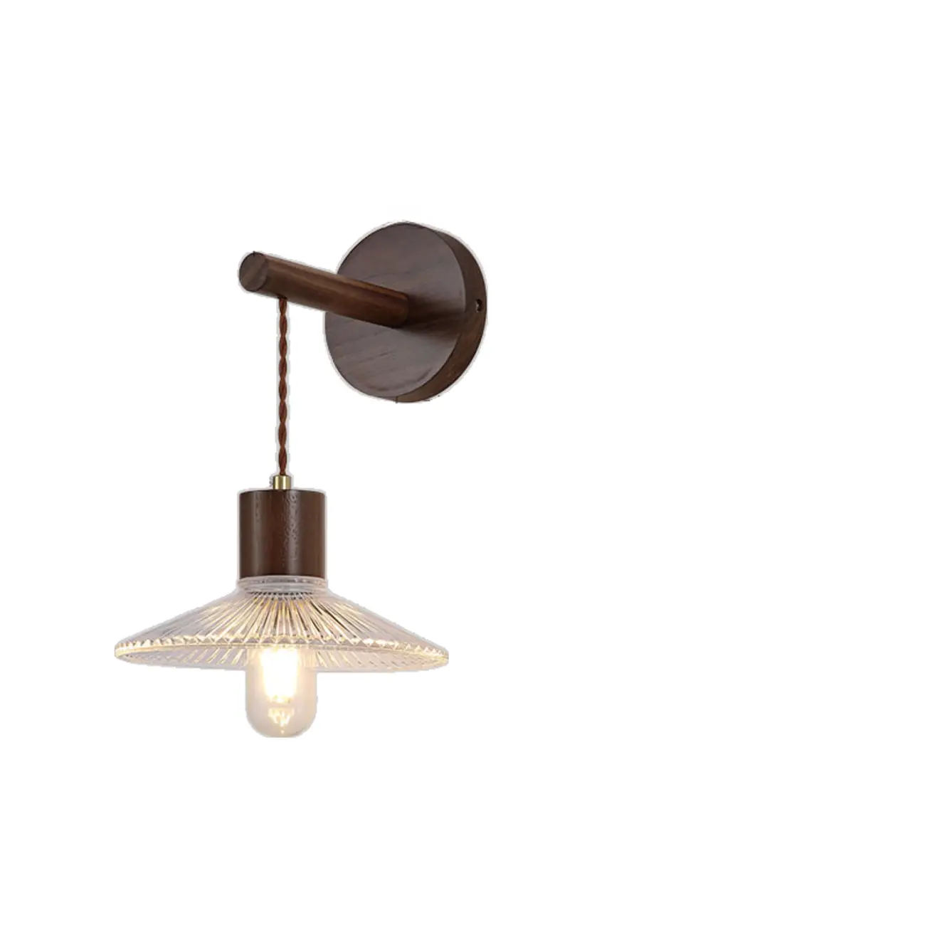 Modern Wood Wall Sconce with Glass Shade Image - 6 | homeyfad