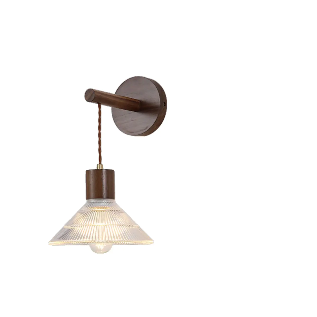 Modern Wood Wall Sconce with Glass Shade Image - 7 | homeyfad