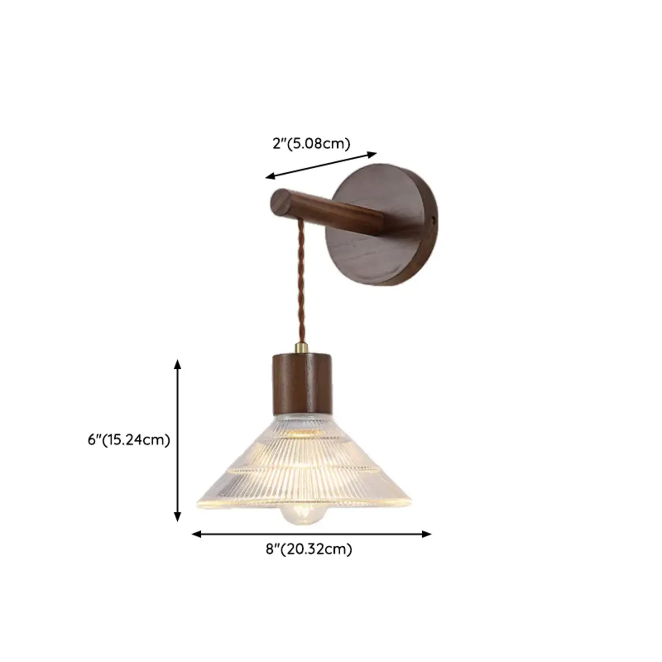 Elegant Geometrica LED Wood Glass Wall Sconce for Bedside #size