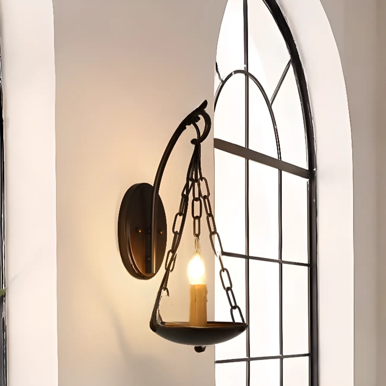 Rustic Geometric Wall Light with Glass Shade Image - 4 | homeyfad