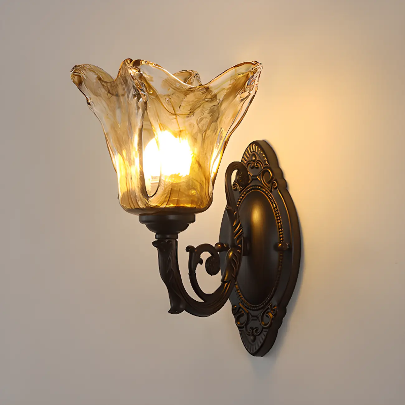 Rustic Geometric Wall Light with Glass Shade Image - 2 | homeyfad
