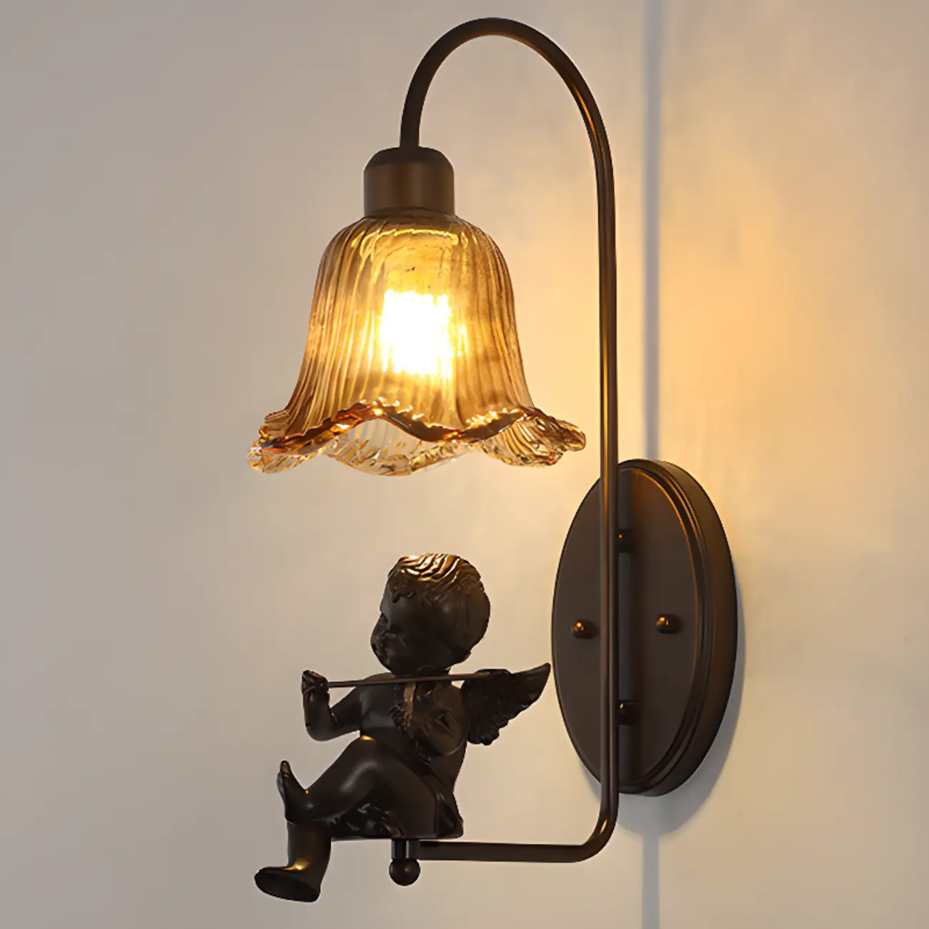 Rustic Geometric Wall Light with Glass Shade Image - 6 | homeyfad