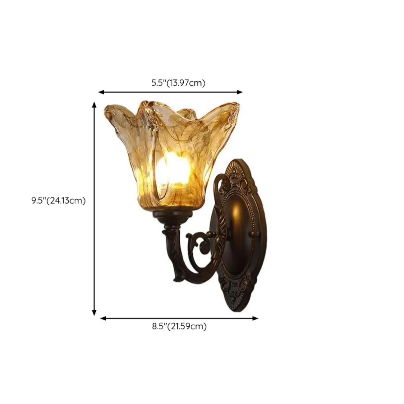 Rustic Geometric Wall Light with Glass Shade #size | homeyfad