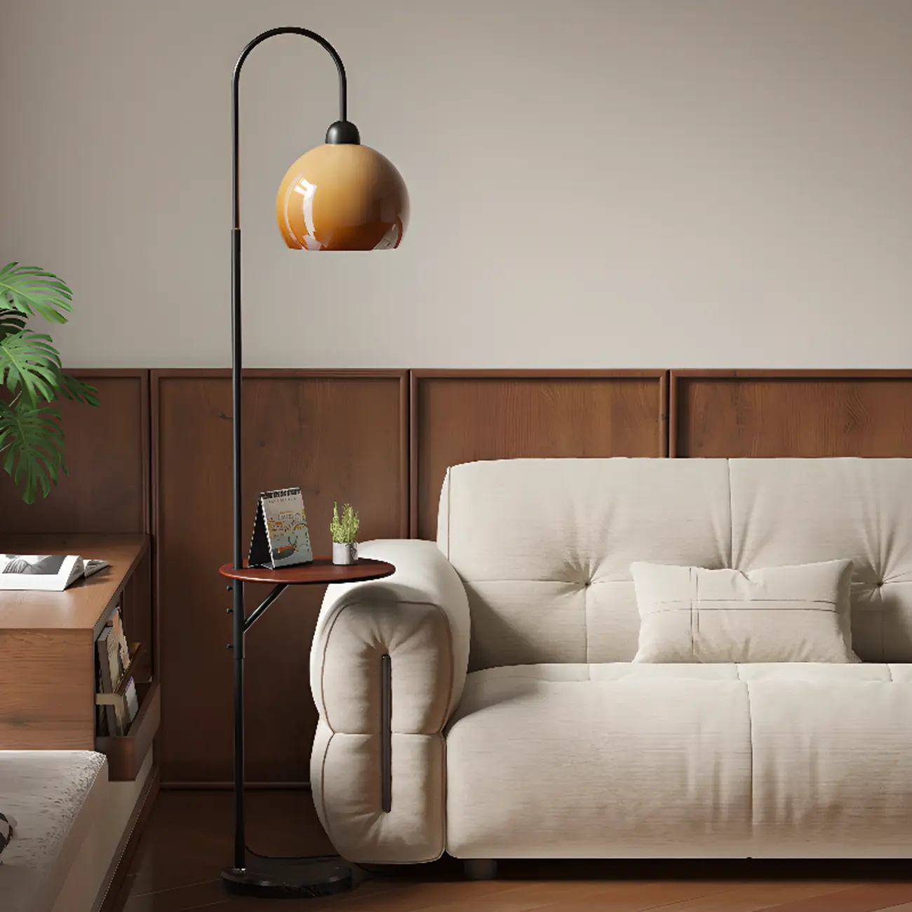 Modern Black Metal Adjustable Floor Lamp with Shelf Image - 2 | homeyfad