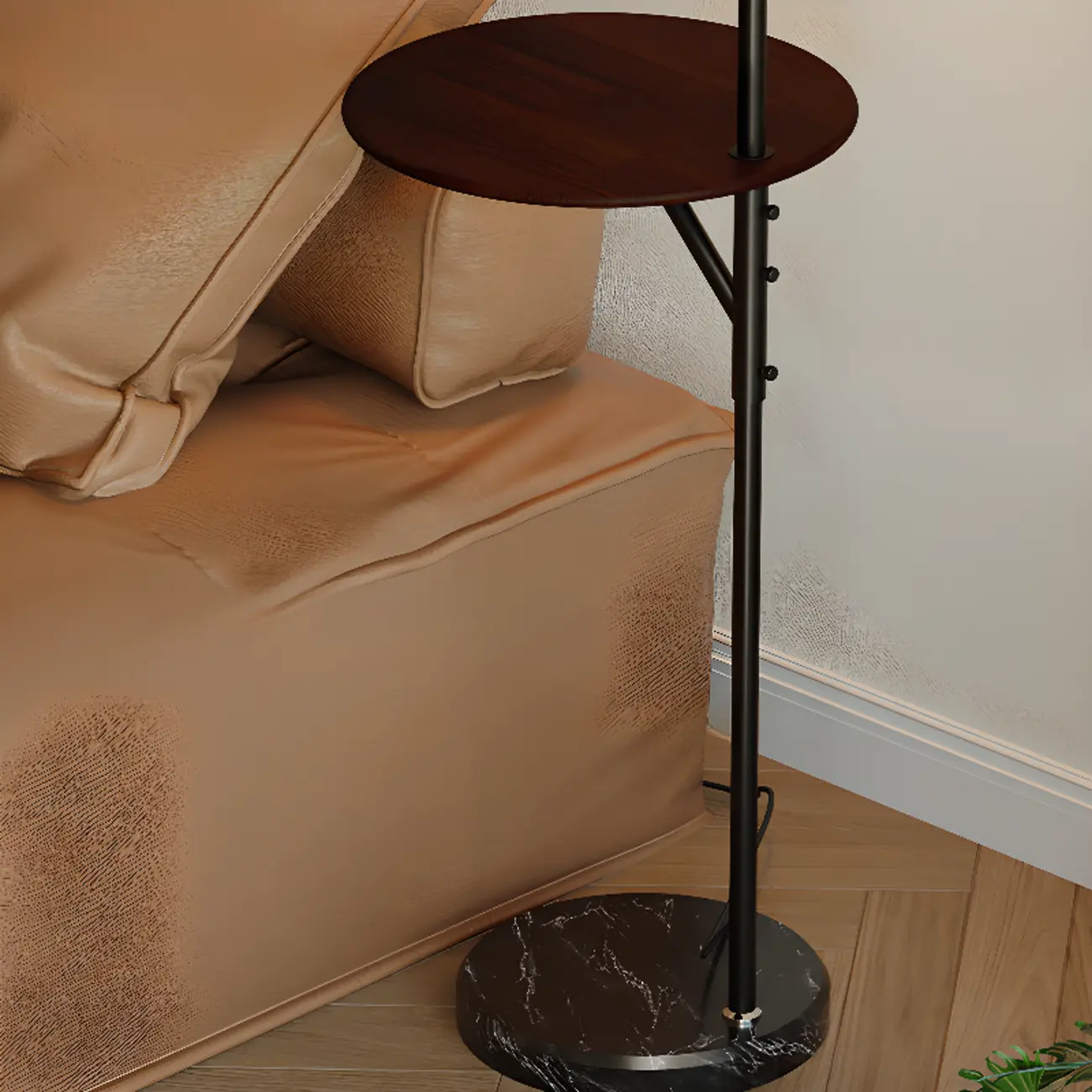 Modern Black Metal Adjustable Floor Lamp with Shelf Image - 5 | homeyfad