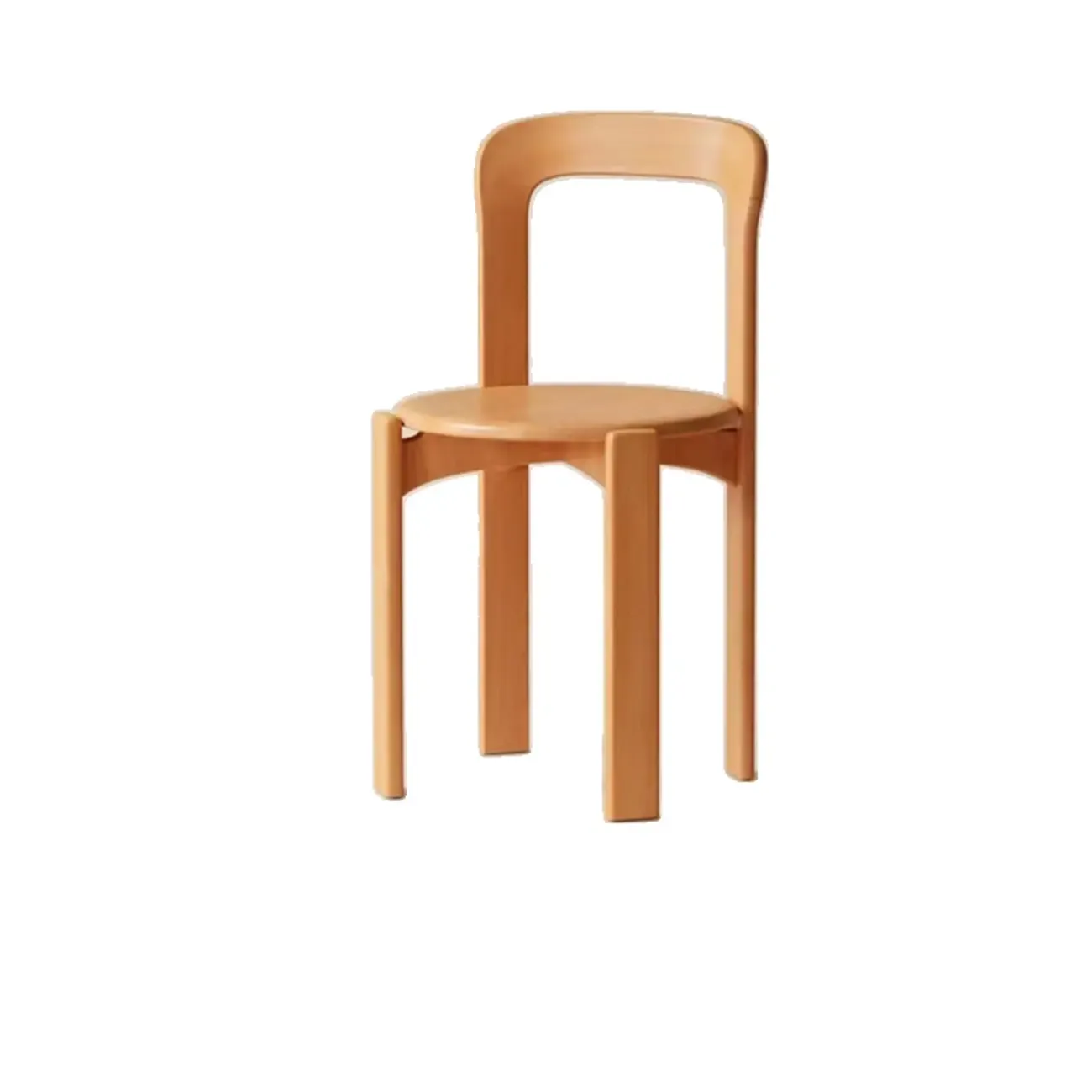 Scandinavian Wooden Stackable Dining Chair with Curved Back Image - 6