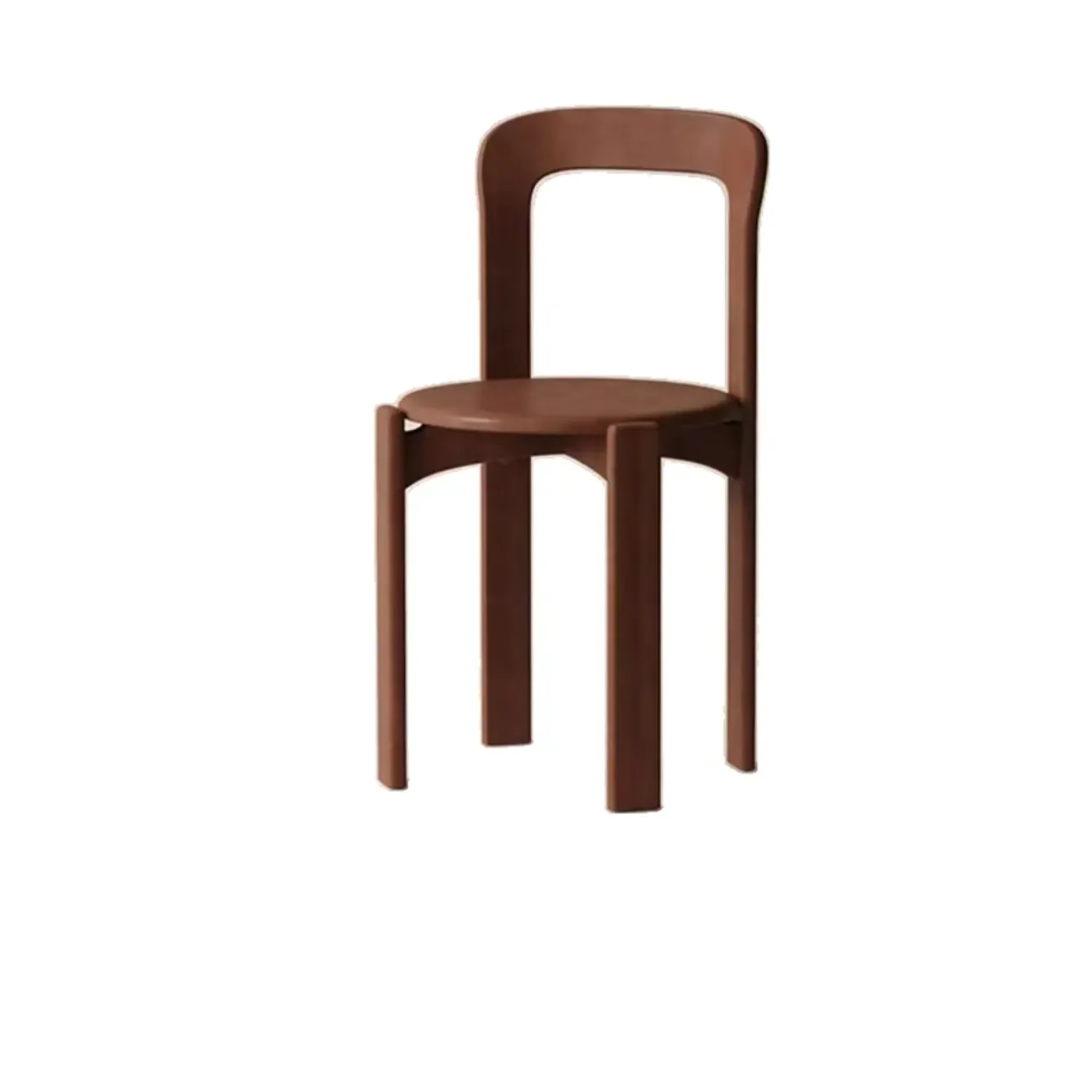 Scandinavian Wooden Stackable Dining Chair with Curved Back Image - 8