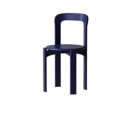 Scandinavian Wooden Stackable Dining Chair with Curved Back Image - 9