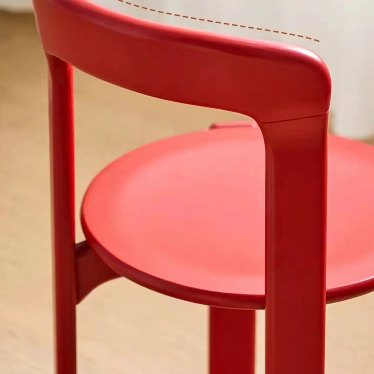 Scandinavian Wooden Stackable Dining Chair with Curved Back Image - 11 | homeyfad