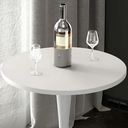 Modern Matte Black Metal Pedestal Round Wood Bar Tables Image - 6