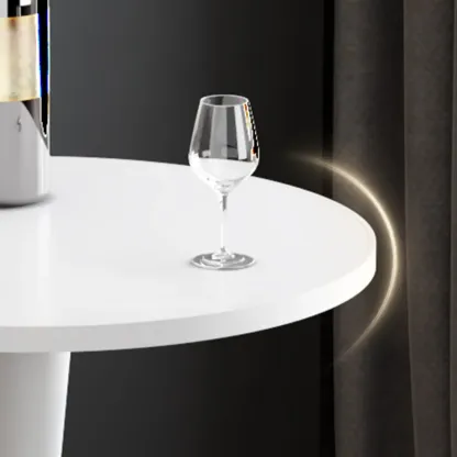 Modern Matte Black Metal Pedestal Round Wood Bar Tables Image - 12