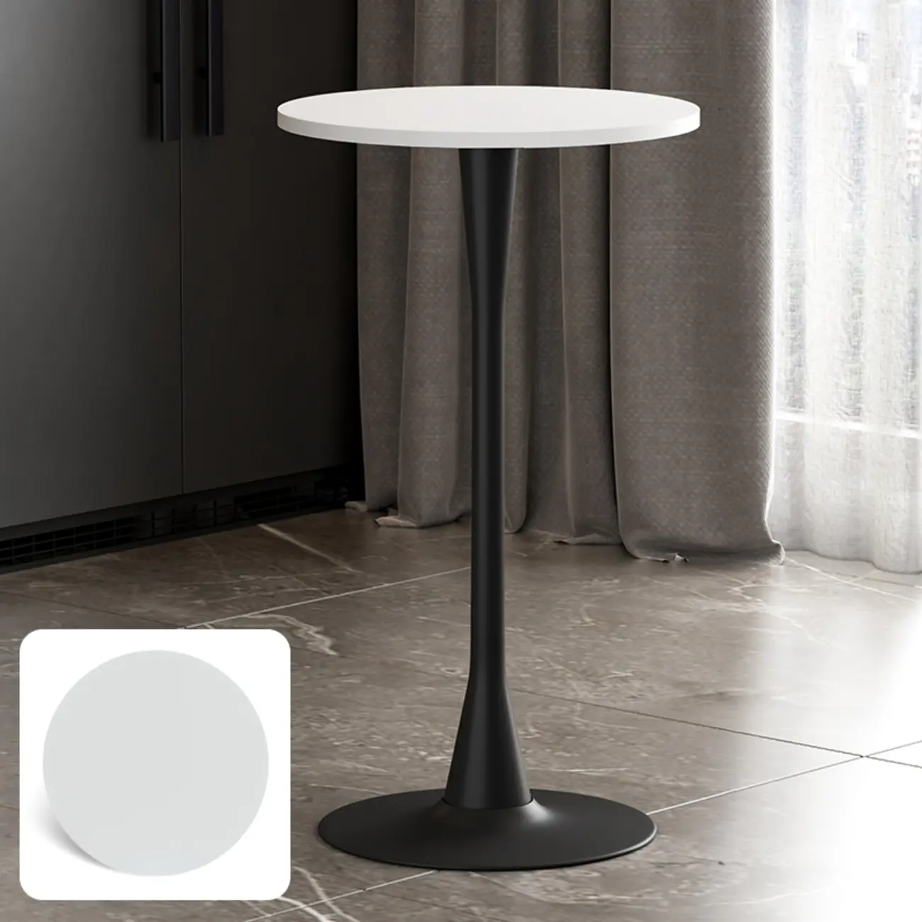 Modern Matte Black Metal Pedestal Round Wood Bar Tables Image - 19 | homeyfad