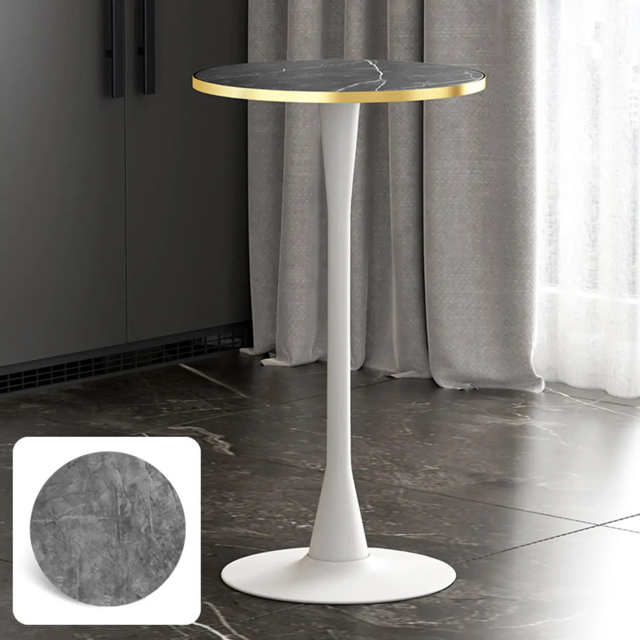 Modern Matte Black Metal Pedestal Round Wood Bar Tables Image - 20 | homeyfad