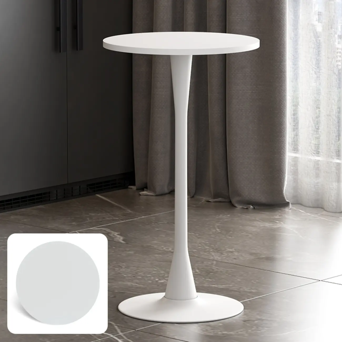 Modern Matte Black Metal Pedestal Round Wood Bar Tables Image - 23 | homeyfad