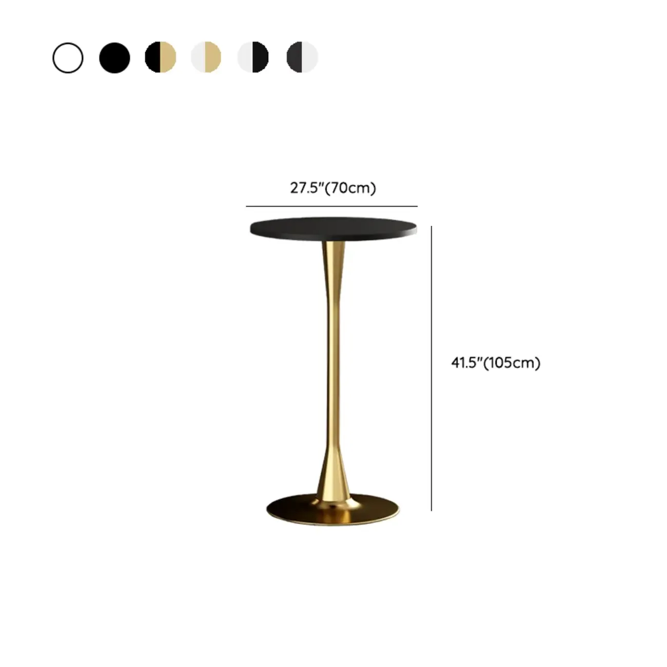 Modern Matte Black Metal Pedestal Round Wood Bar Tables #size