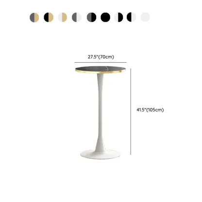 Modern Matte Black Metal Pedestal Round Wood Bar Tables Image - 25