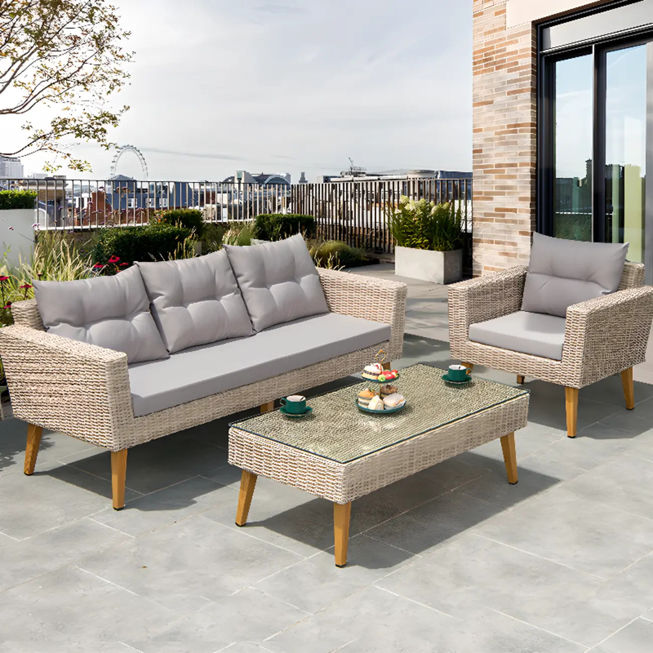 UV Resistant 71"L Modern Outdoor Sofa with Cushions Image - 1 | homeyfad