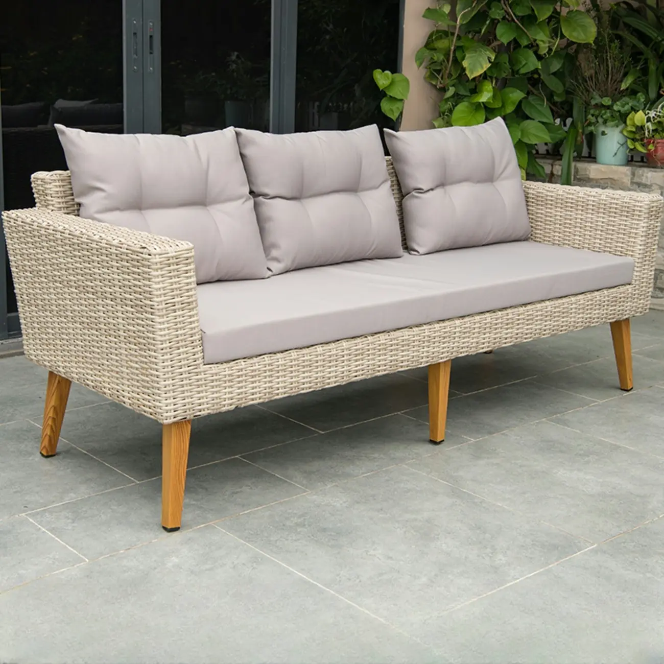 UV Resistant 71"L Modern Outdoor Sofa with Cushions Image - 2 | homeyfad