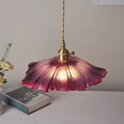 Elegant Glass Flower Pendant Light for Indoor Adjustable
