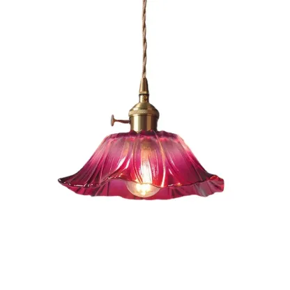 Elegant Glass Flower Pendant Light for Indoor Adjustable