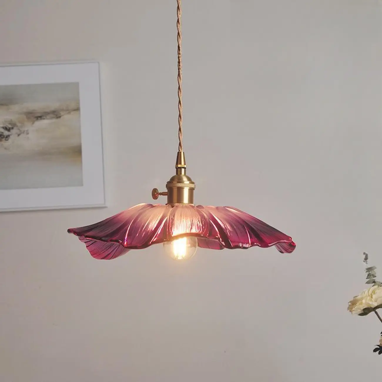 Elegant Glass Flower Pendant Light for Indoor Adjustable | homeyfad