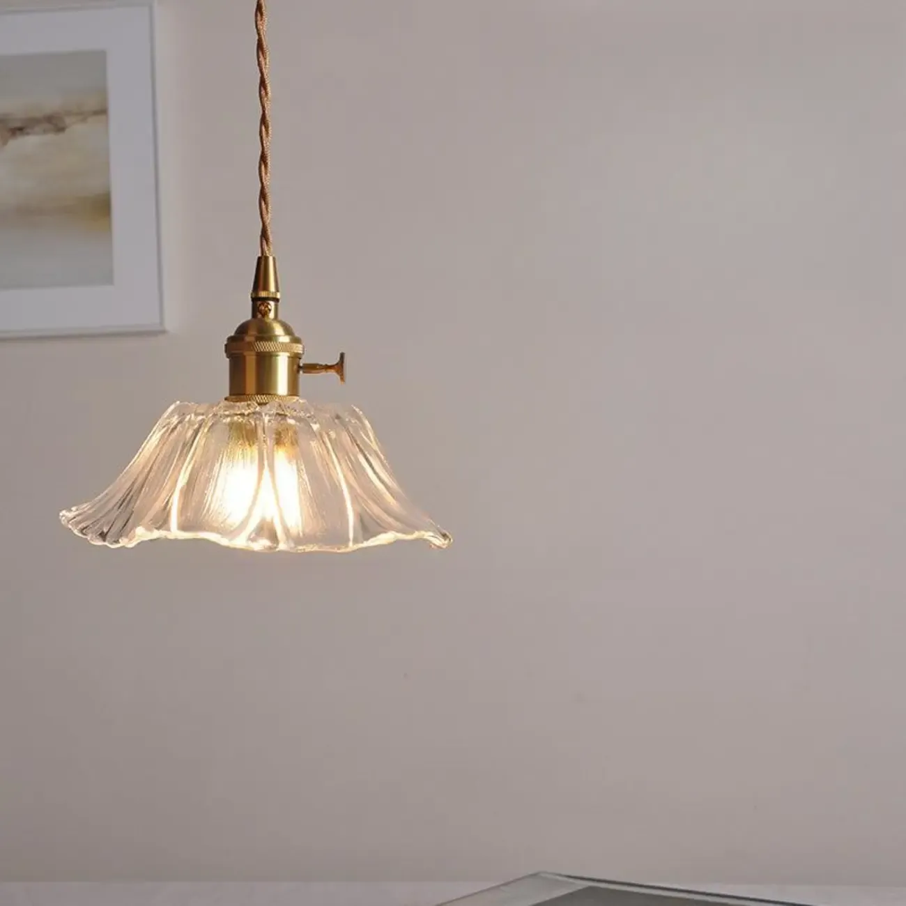 Elegant Glass Flower Pendant Light for Indoor Adjustable