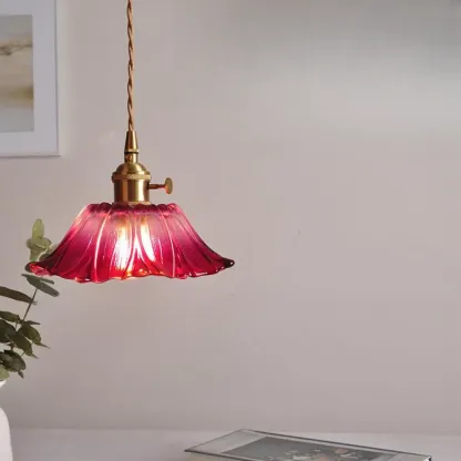 Elegant Glass Flower Pendant Light for Indoor Adjustable