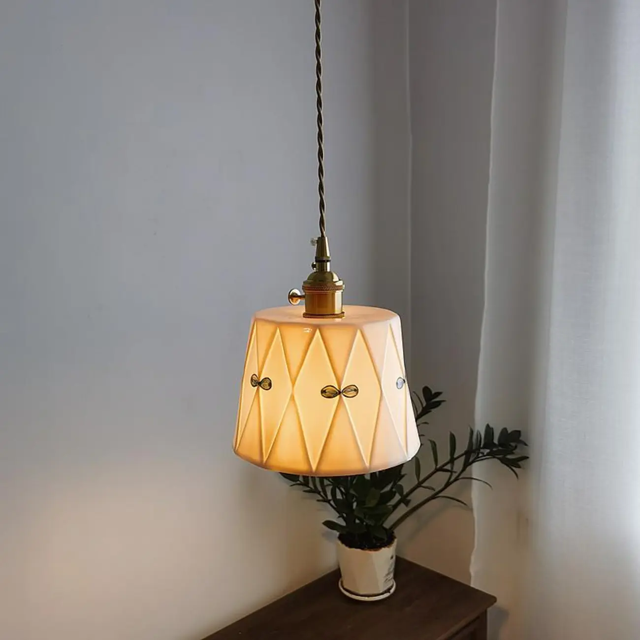 Vintage Ceramic LED Hanging Pendant Light Fixture for Indoor  Image - 2 | homeyfad