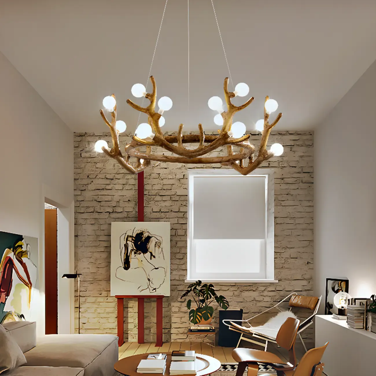 Modern Rustic Antler 18-Light Chandelier for Living Room | HomeyFad