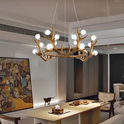 Modern Rustic Antler 18-Light Chandelier for Living Room Image - 2
