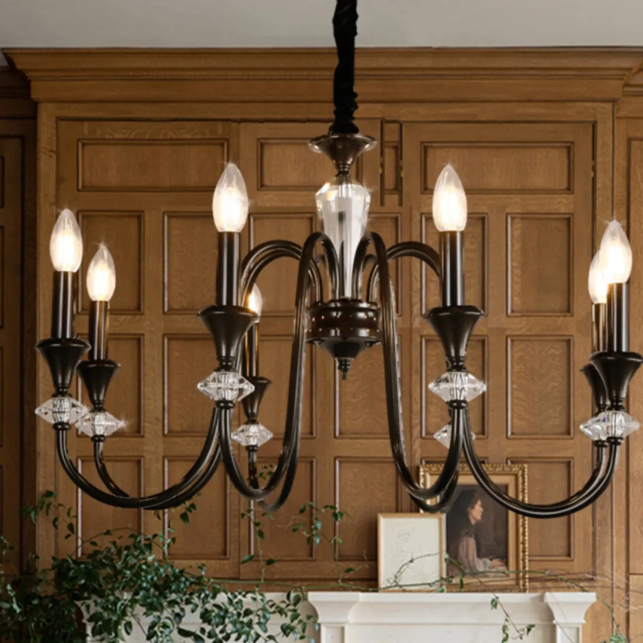 Industrial Black Glass Candelabra Chandelier in 3-10 Lights Image - 1 | homeyfad