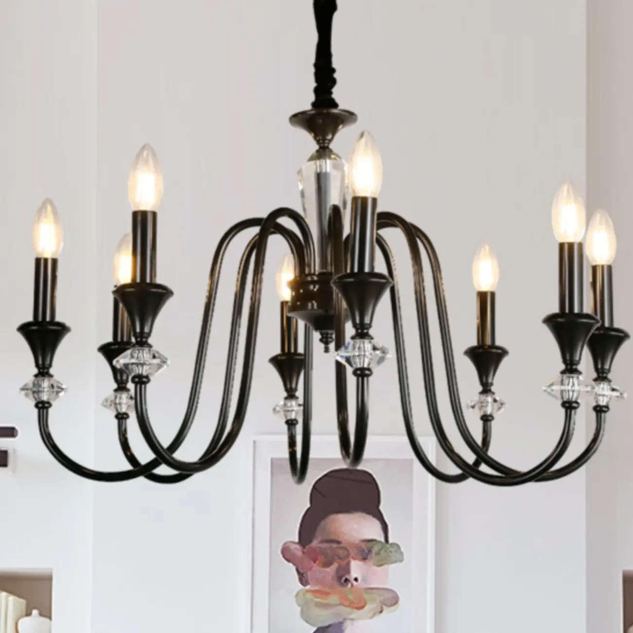 Industrial Black Glass Candelabra Chandelier in 3-10 Lights Image - 4 | homeyfad